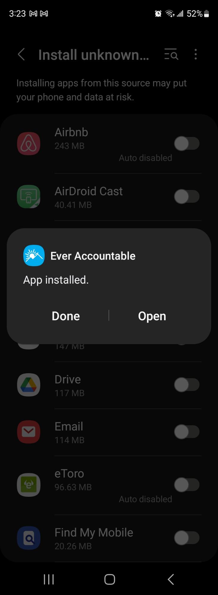 Side load Instructions to download Ever Accountable Ever Accountable
